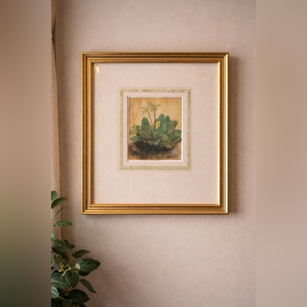 VINTAGE Albrecht Dürer Botanical Print “Tuft of Cowslips” Elegant Gold Frame